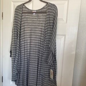 NWT LuLaRoe Lindsey Gray and White Striped Cardigan